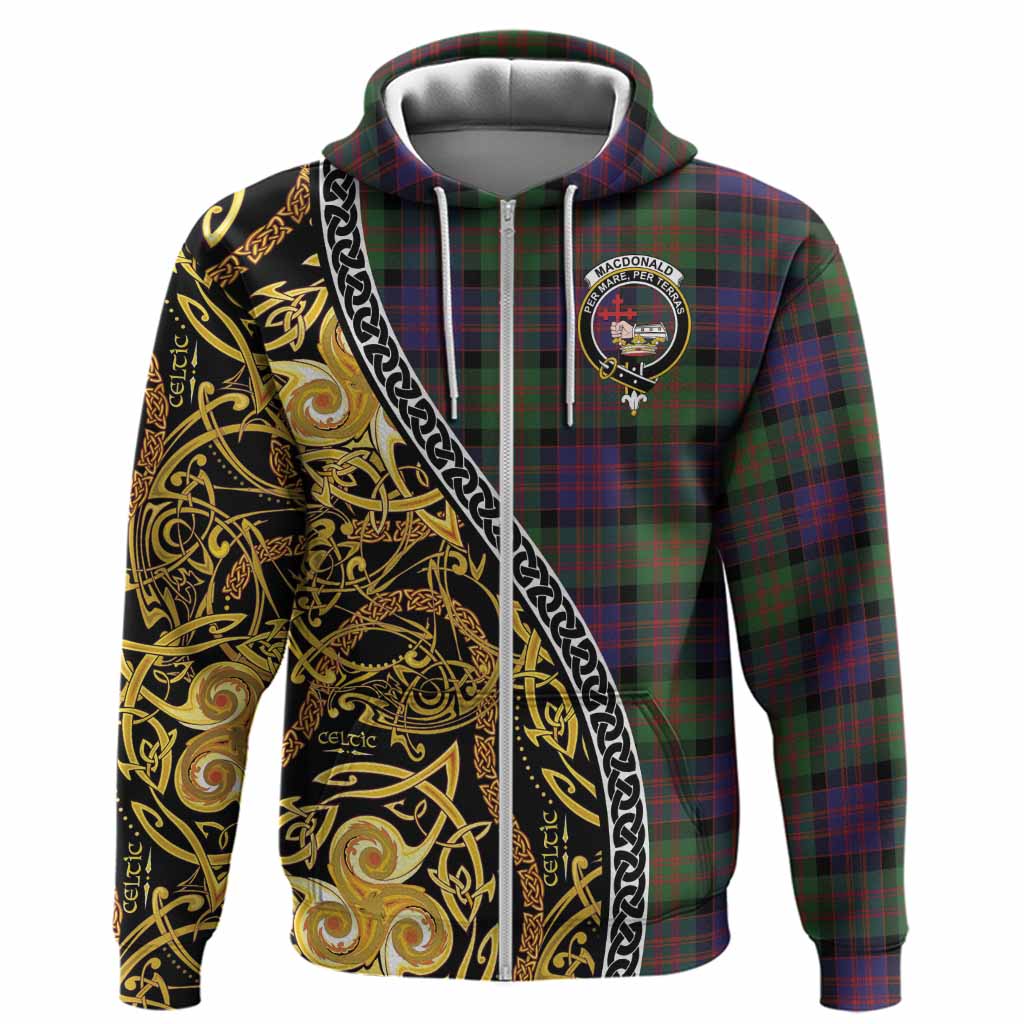 MacDonald (McDonald) Tartan Crest Hoodie Celtic Knot and Triple Trickle Spiral Symbols