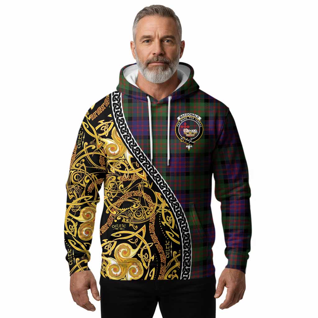 MacDonald (McDonald) Tartan Crest Hoodie Celtic Knot and Triple Trickle Spiral Symbols