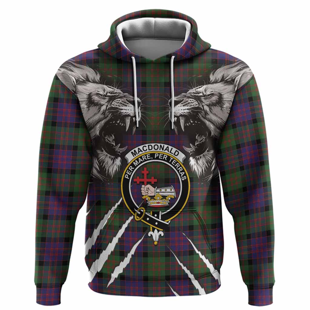 MacDonald (McDonald) Tartan Crest Hoodie Ferocious Lion Style