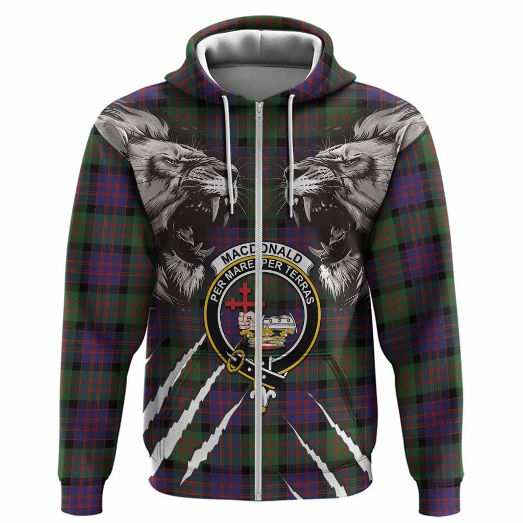 MacDonald (McDonald) Tartan Crest Hoodie Ferocious Lion Style