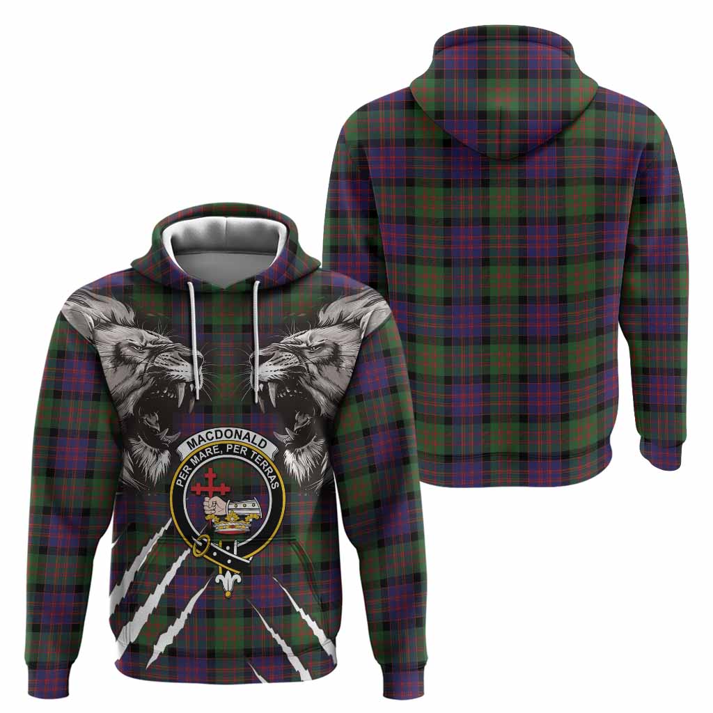 MacDonald (McDonald) Tartan Crest Hoodie Ferocious Lion Style