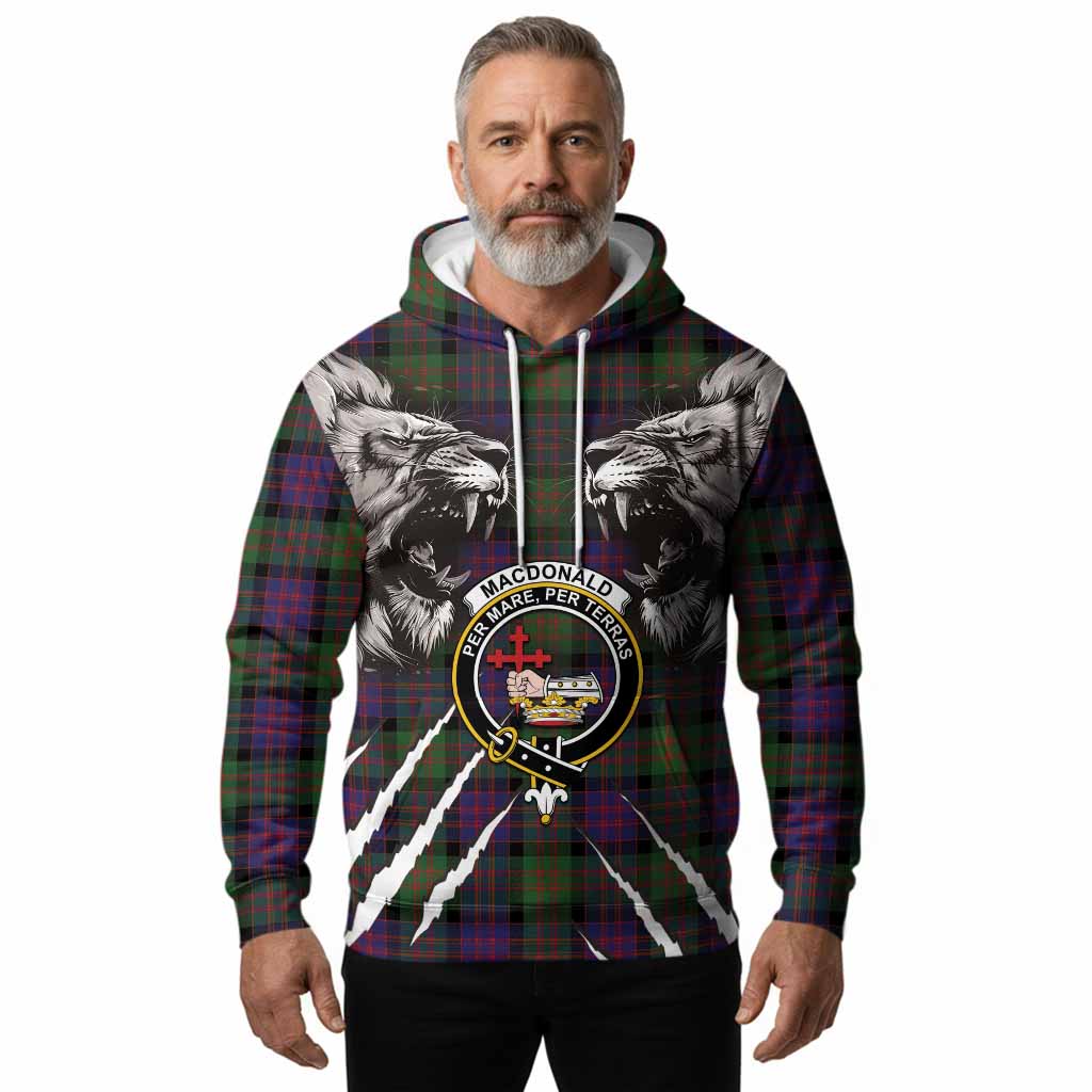 MacDonald (McDonald) Tartan Crest Hoodie Ferocious Lion Style