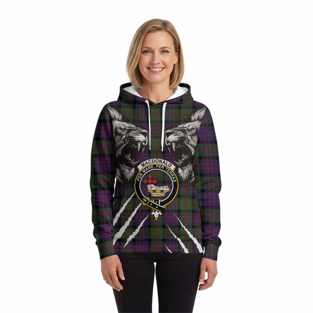 MacDonald (McDonald) Tartan Crest Hoodie Ferocious Lion Style