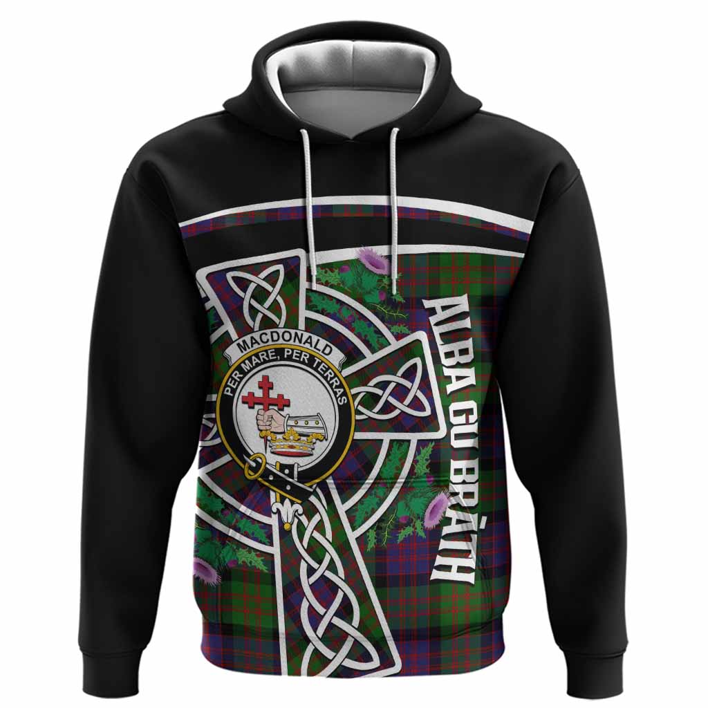 MacDonald (McDonald) Tartan Crest Hoodie Scottish Thistle Celtic Cross Alba Gu Brath