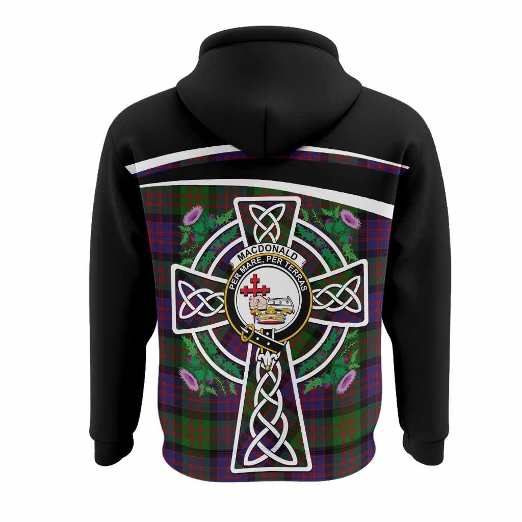 MacDonald (McDonald) Tartan Crest Hoodie Scottish Thistle Celtic Cross Alba Gu Brath