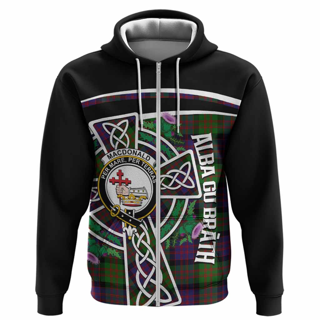 MacDonald (McDonald) Tartan Crest Hoodie Scottish Thistle Celtic Cross Alba Gu Brath