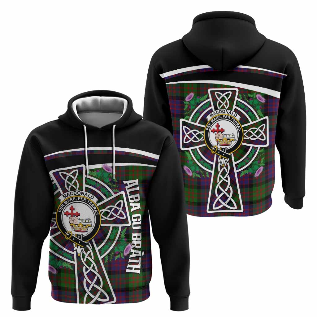MacDonald (McDonald) Tartan Crest Hoodie Scottish Thistle Celtic Cross Alba Gu Brath
