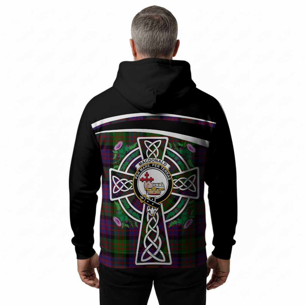 MacDonald (McDonald) Tartan Crest Hoodie Scottish Thistle Celtic Cross Alba Gu Brath