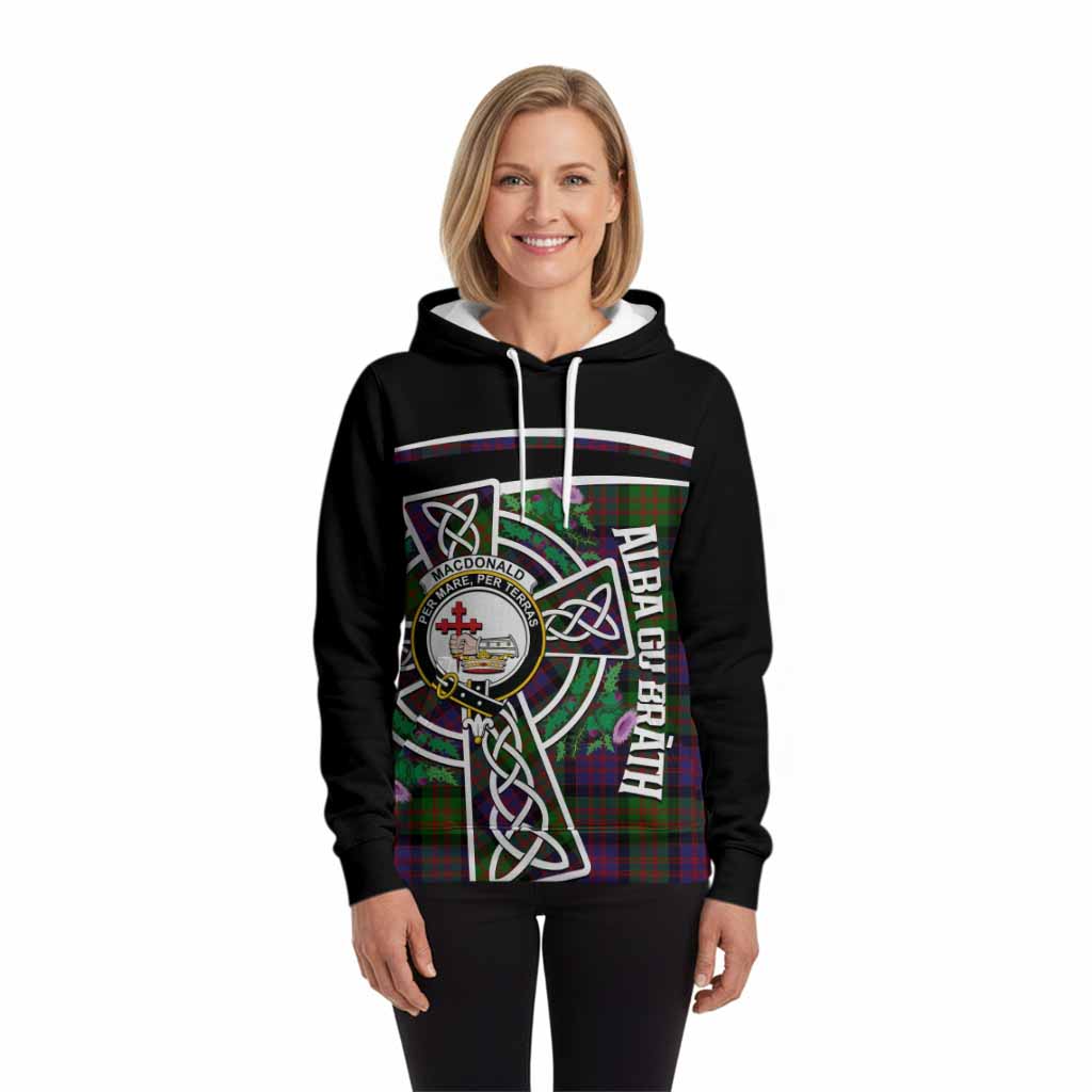 MacDonald (McDonald) Tartan Crest Hoodie Scottish Thistle Celtic Cross Alba Gu Brath