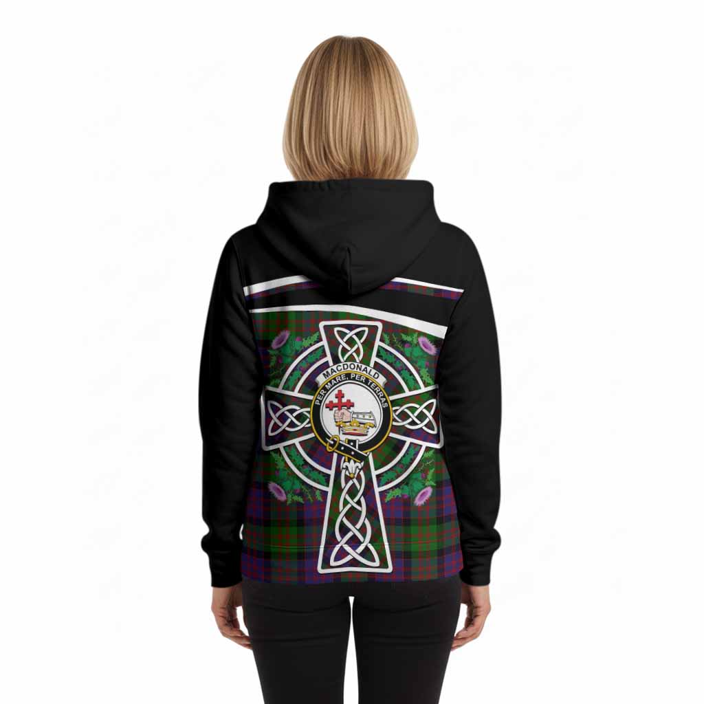 MacDonald (McDonald) Tartan Crest Hoodie Scottish Thistle Celtic Cross Alba Gu Brath