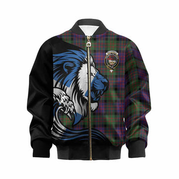 MacDonald (McDonald) Tartan Crest Kid Bomber Jacket Scottish Golden Lions Wave Flow