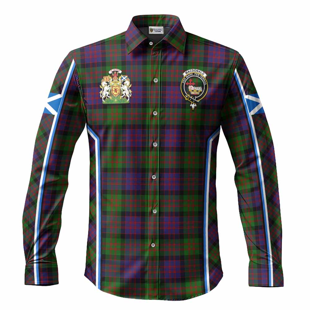 MacDonald (McDonald) Tartan Crest Long Sleeve Button Shirts Scotland Coat of Arm Flag Style - Tartan Vibes Clothing