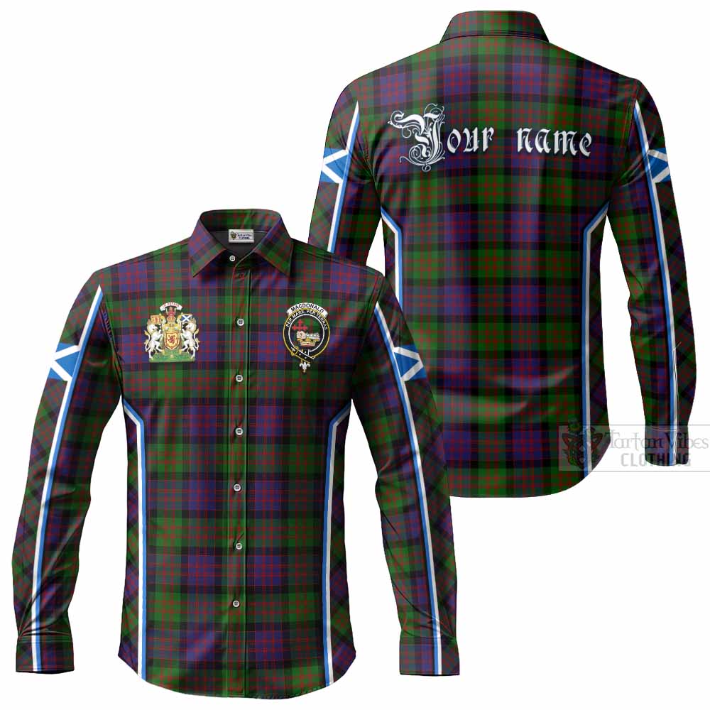 MacDonald (McDonald) Tartan Crest Long Sleeve Button Shirts Scotland Coat of Arm Flag Style - Tartan Vibes Clothing