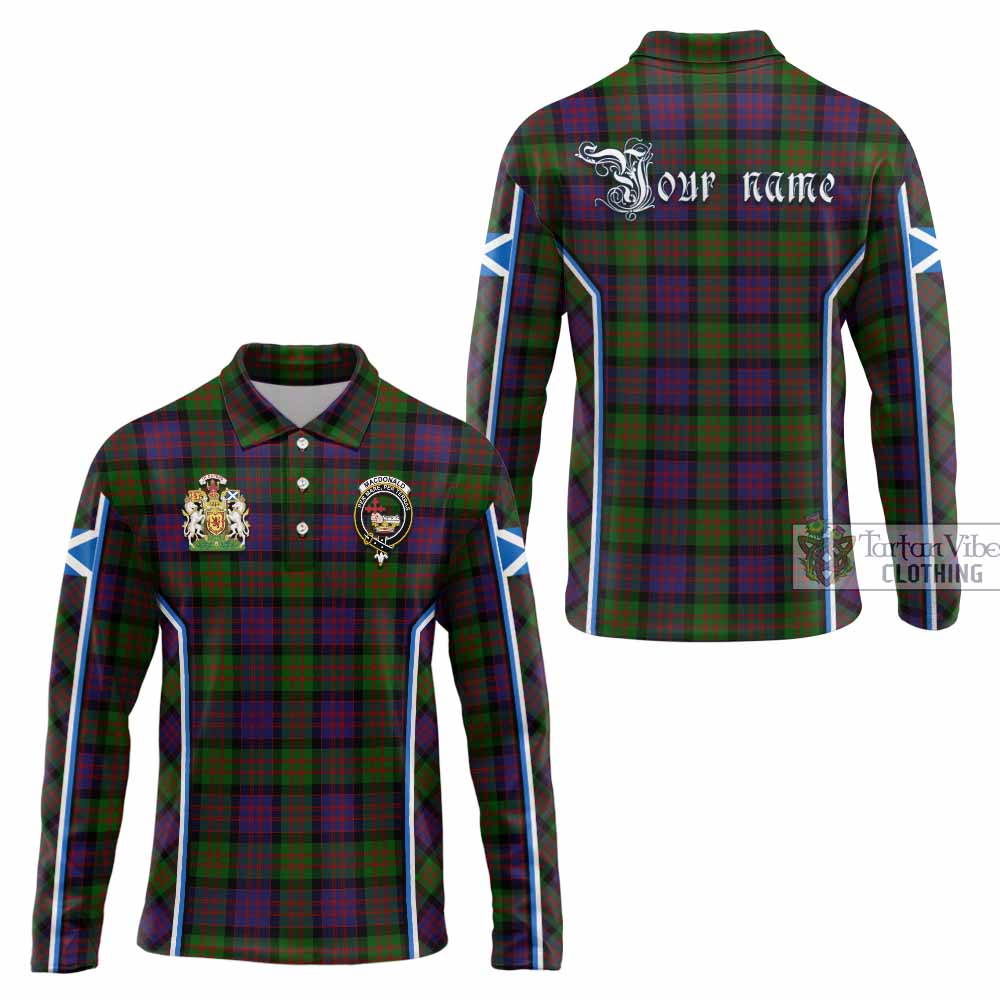 MacDonald (McDonald) Tartan Crest Long Sleeve Polo Shirt Scotland Coat of Arm Flag Style - Tartan Vibes Clothing