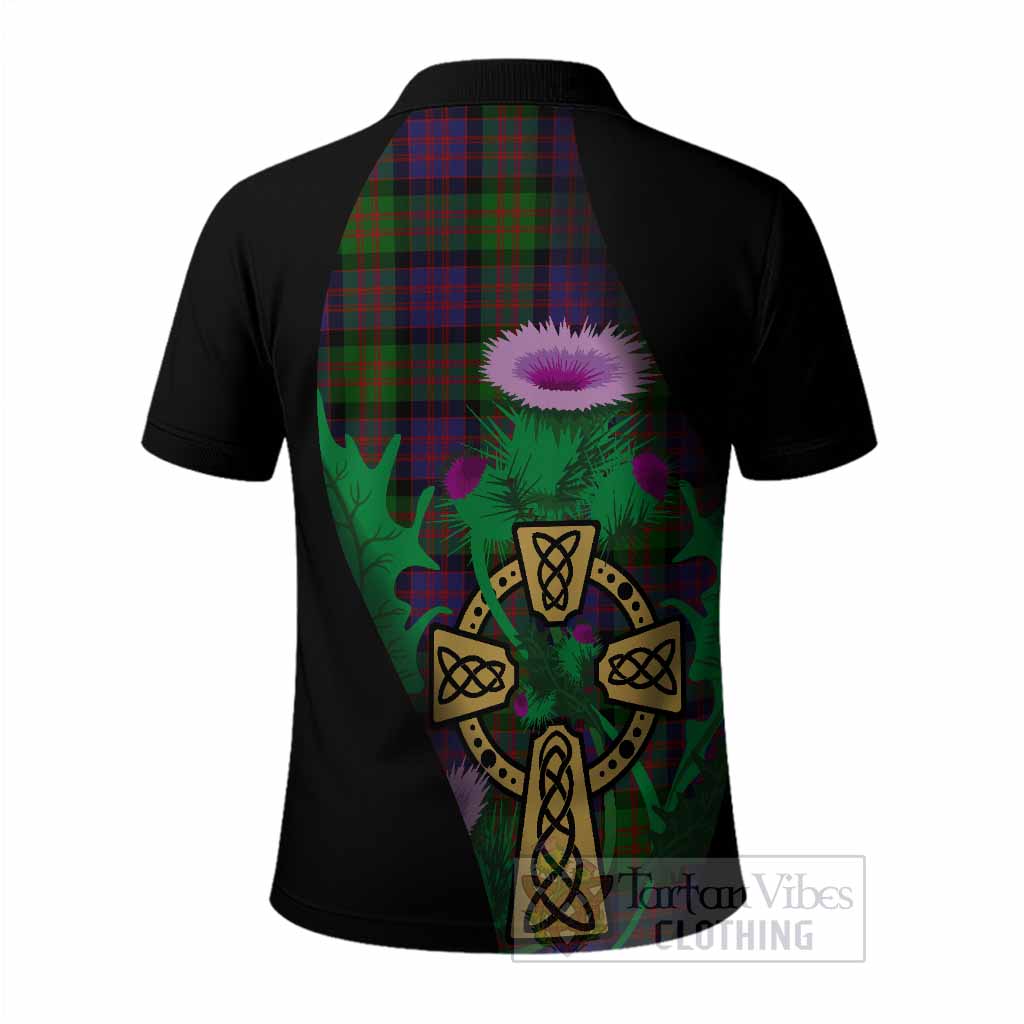 MacDonald (McDonald) Tartan Crest Polo Shirt Celtic Cross Thistle Flowers