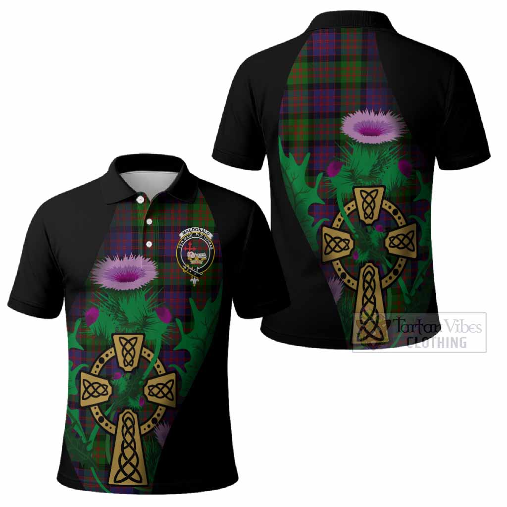 MacDonald (McDonald) Tartan Crest Polo Shirt Celtic Cross Thistle Flowers