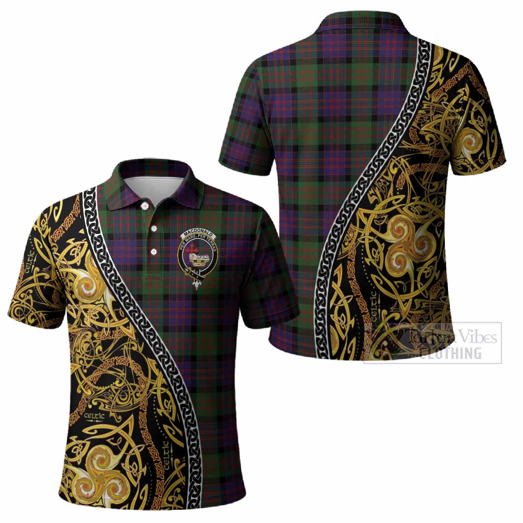 MacDonald (McDonald) Tartan Crest Polo Shirt Celtic Knot and Triple Trickle Spiral Symbols