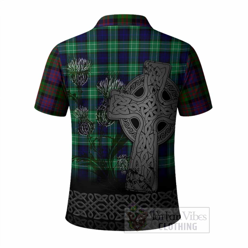 MacDonald (McDonald) Tartan Crest Polo Shirt Grunge Celtic Cross Scottish Thistle