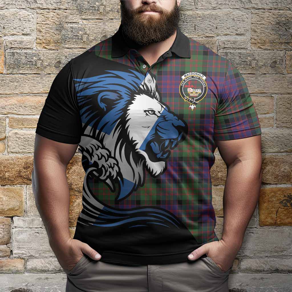 MacDonald (McDonald) Tartan Crest Polo Shirt Scottish Golden Lions Wave Flow