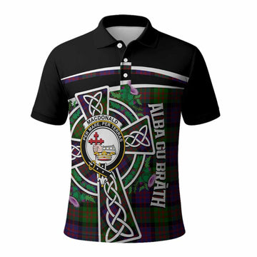 MacDonald (McDonald) Tartan Crest Polo Shirt Scottish Thistle Celtic Cross Alba Gu Brath