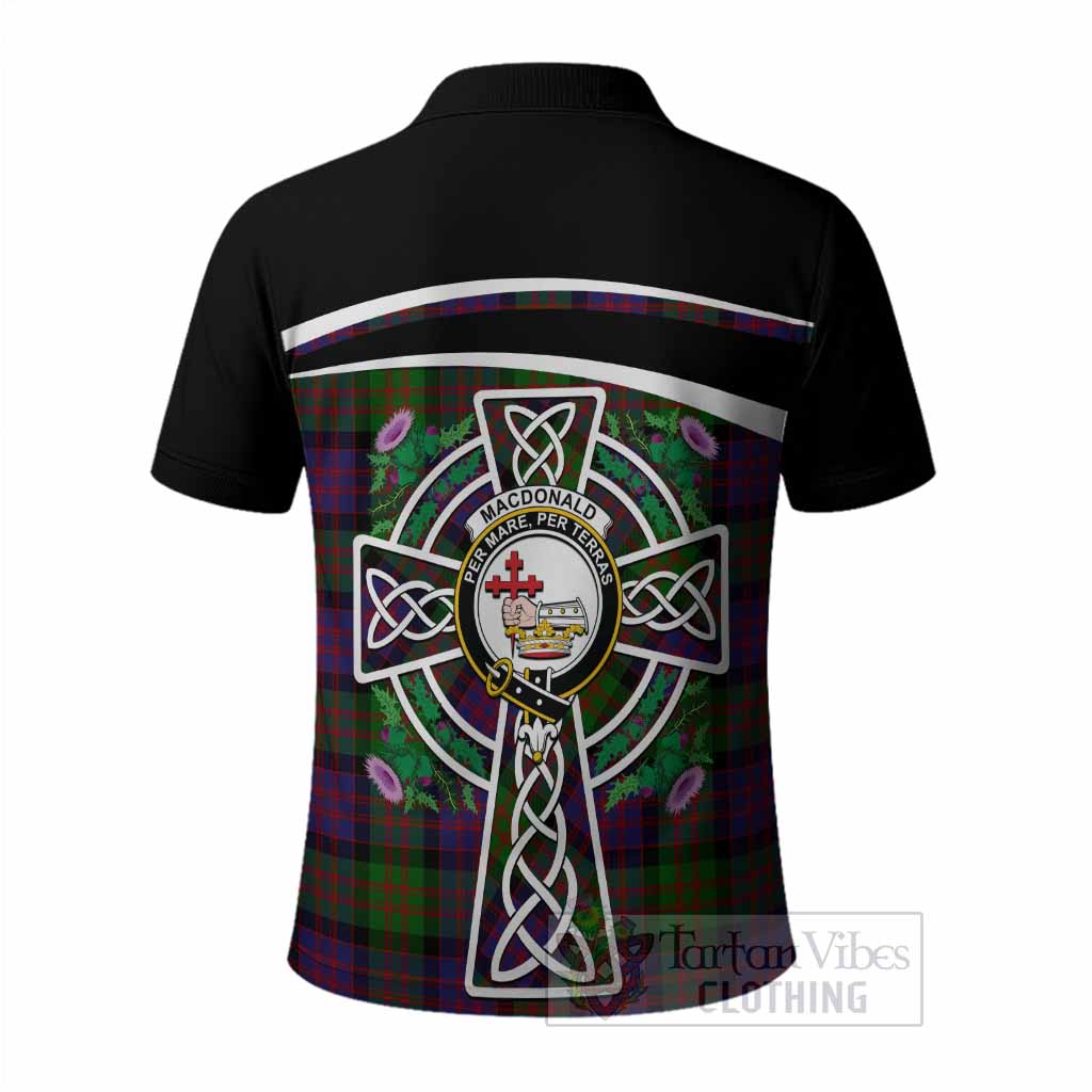MacDonald (McDonald) Tartan Crest Polo Shirt Scottish Thistle Celtic Cross Alba Gu Brath