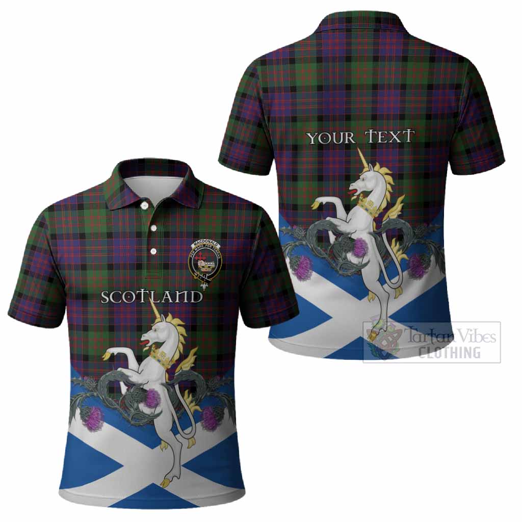 MacDonald (McDonald) Tartan Crest Polo Shirt Scottish Unicorn With Thistle