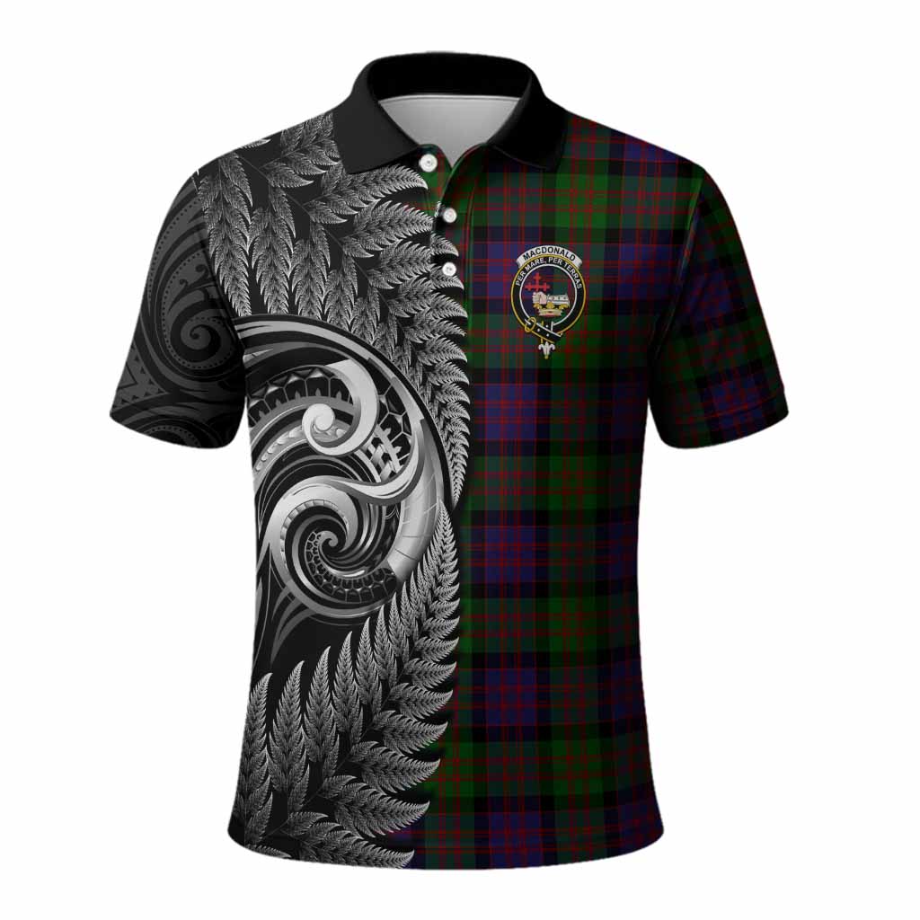 MacDonald (McDonald) Tartan Crest Polo Shirt With New Zealand Silver Fern Maori Koru