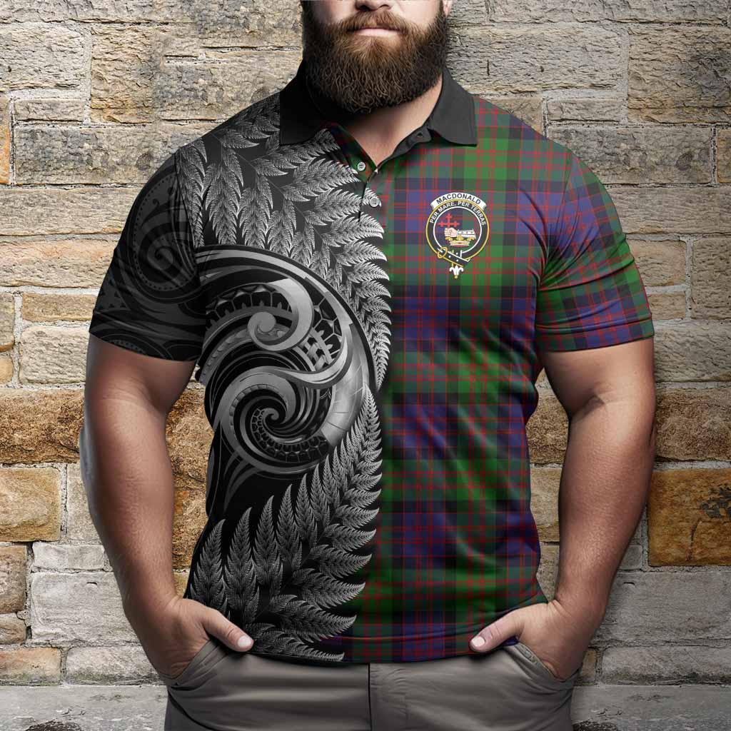 MacDonald (McDonald) Tartan Crest Polo Shirt With New Zealand Silver Fern Maori Koru