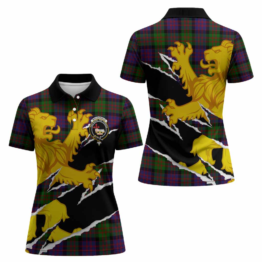 MacDonald (McDonald) Tartan Crest Scottish Women Polo Shirt Heraldic Golden Lion