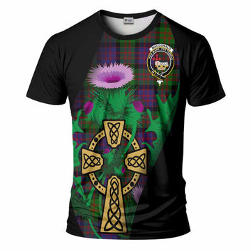 MacDonald (McDonald) Tartan Crest T-Shirt Celtic Cross Thistle Flowers