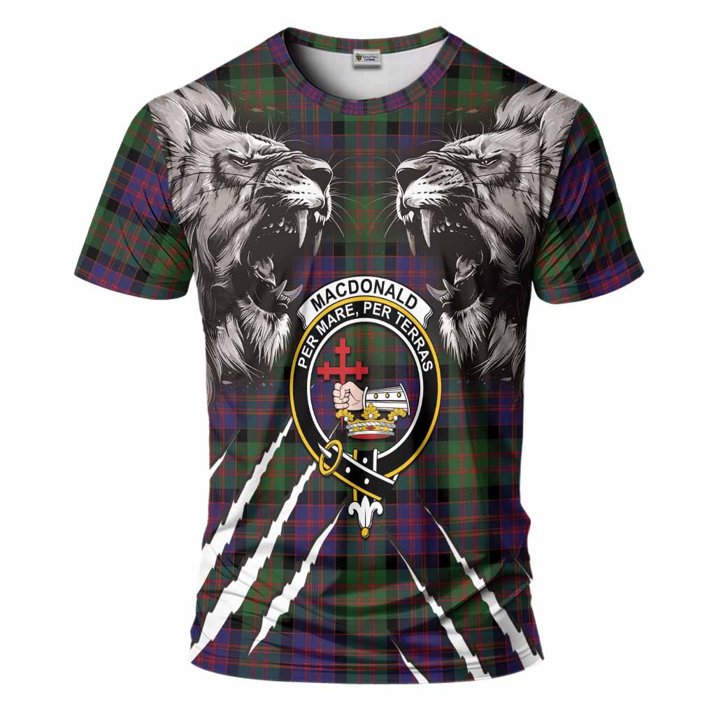 MacDonald (McDonald) Tartan Crest T-Shirt Ferocious Lion Style