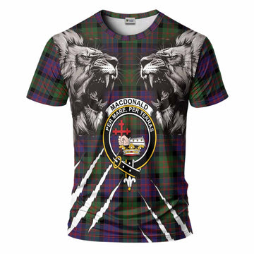 MacDonald (McDonald) Tartan Crest T-Shirt Ferocious Lion Style