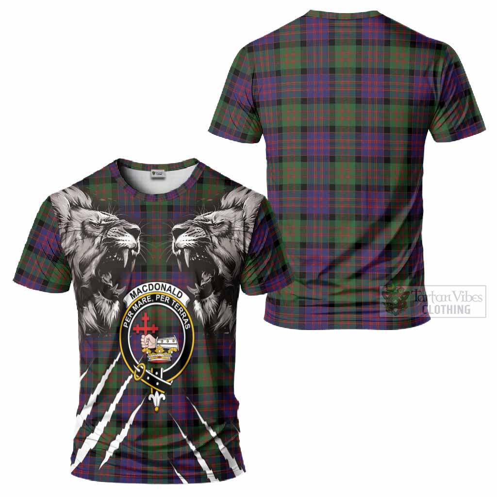 MacDonald (McDonald) Tartan Crest T-Shirt Ferocious Lion Style