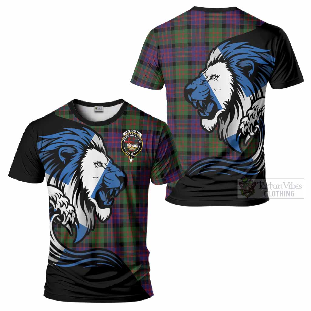 MacDonald (McDonald) Tartan Crest T-Shirt Scottish Golden Lions Wave Flow
