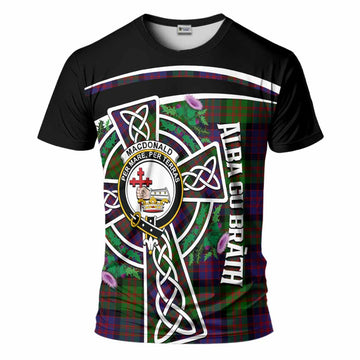 MacDonald (McDonald) Tartan Crest T-Shirt Scottish Thistle Celtic Cross Alba Gu Brath