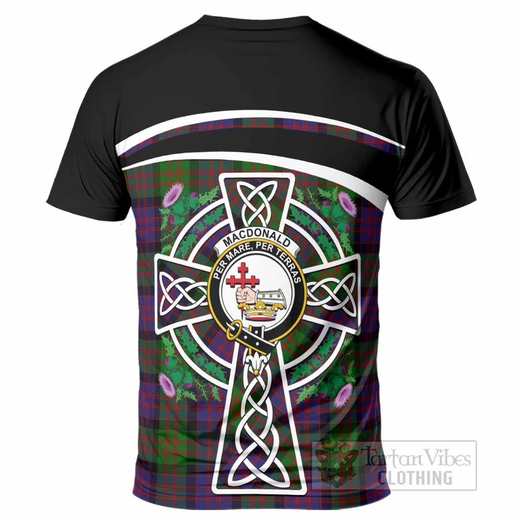 MacDonald (McDonald) Tartan Crest T-Shirt Scottish Thistle Celtic Cross Alba Gu Brath