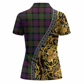 MacDonald (McDonald) Tartan Crest Women Polo Shirt Celtic Knot and Triple Trickle Spiral Symbols