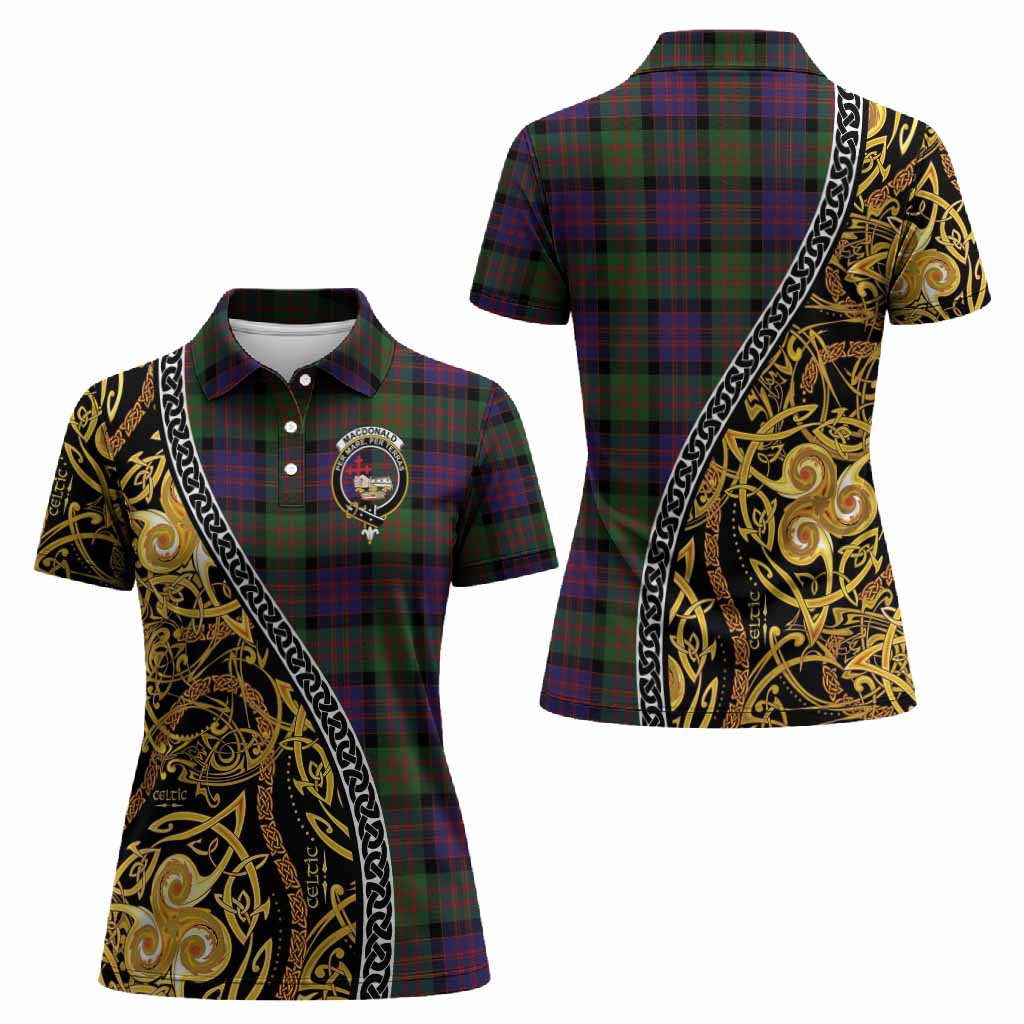 MacDonald (McDonald) Tartan Crest Women Polo Shirt Celtic Knot and Triple Trickle Spiral Symbols