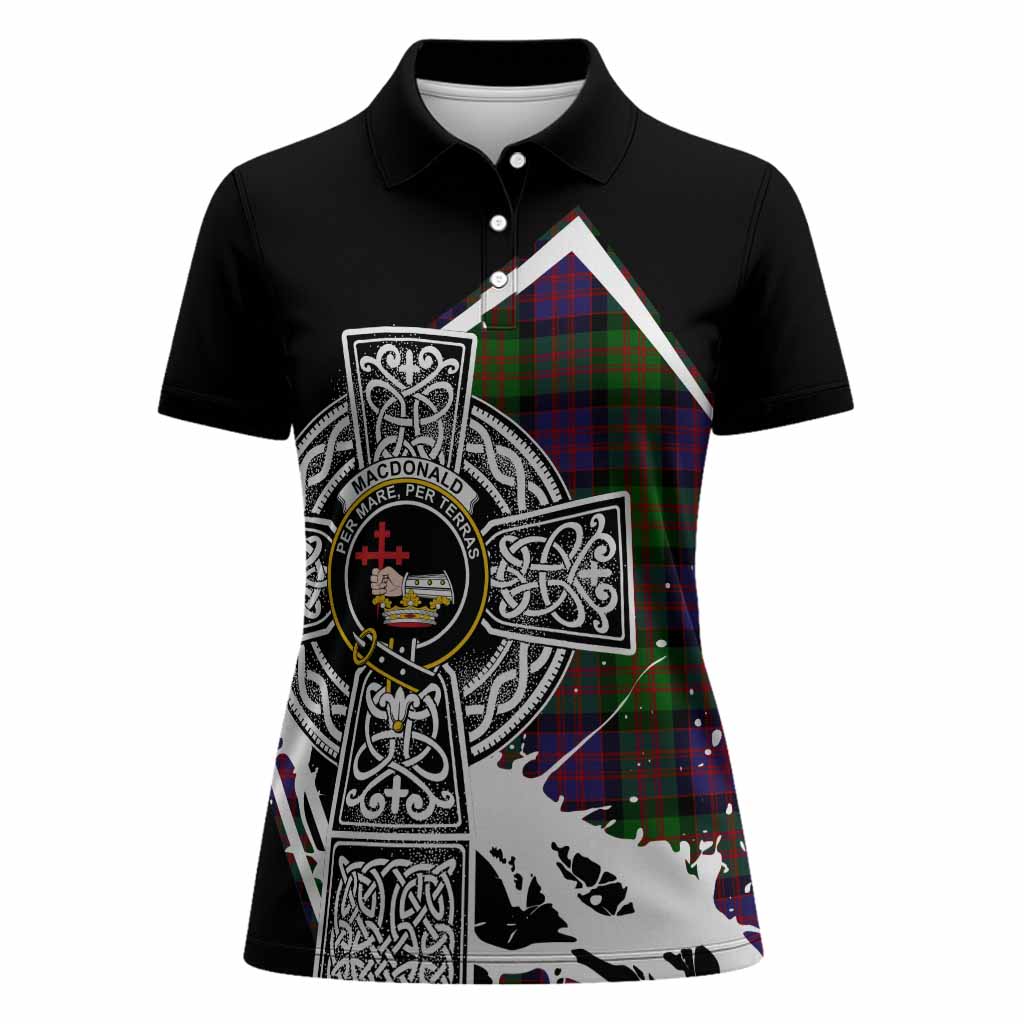 MacDonald (McDonald) Tartan Crest Women Polo Shirt Scottish Celtic Cross Heritage