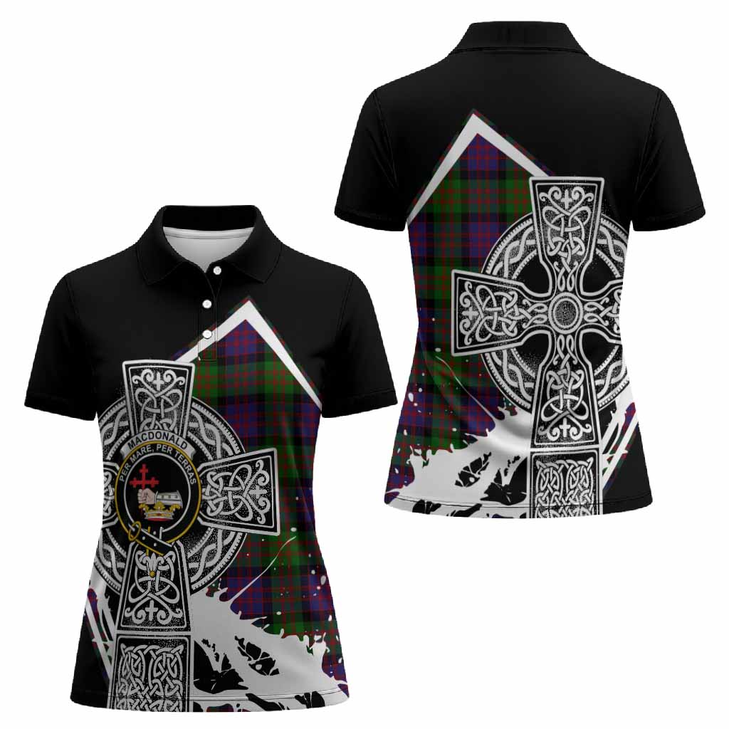 MacDonald (McDonald) Tartan Crest Women Polo Shirt Scottish Celtic Cross Heritage