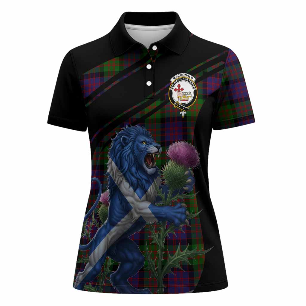 MacDonald (McDonald) Tartan Crest Women Polo Shirt Scottish Lion Rampant Thistle