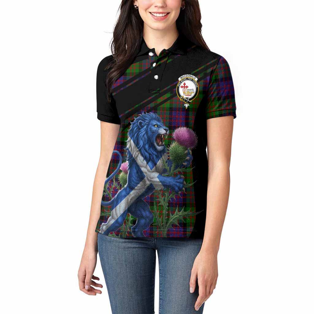 MacDonald (McDonald) Tartan Crest Women Polo Shirt Scottish Lion Rampant Thistle
