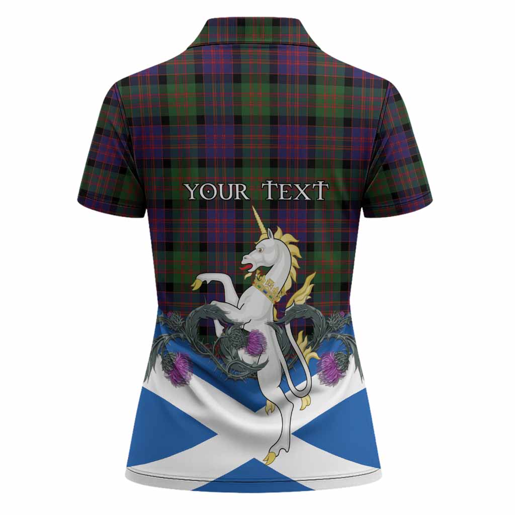 MacDonald (McDonald) Tartan Crest Women Polo Shirt Scottish Unicorn With Thistle