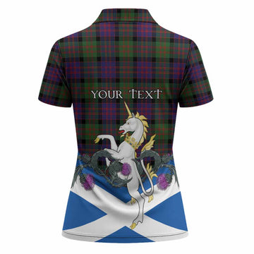 MacDonald (McDonald) Tartan Crest Women Polo Shirt Scottish Unicorn With Thistle