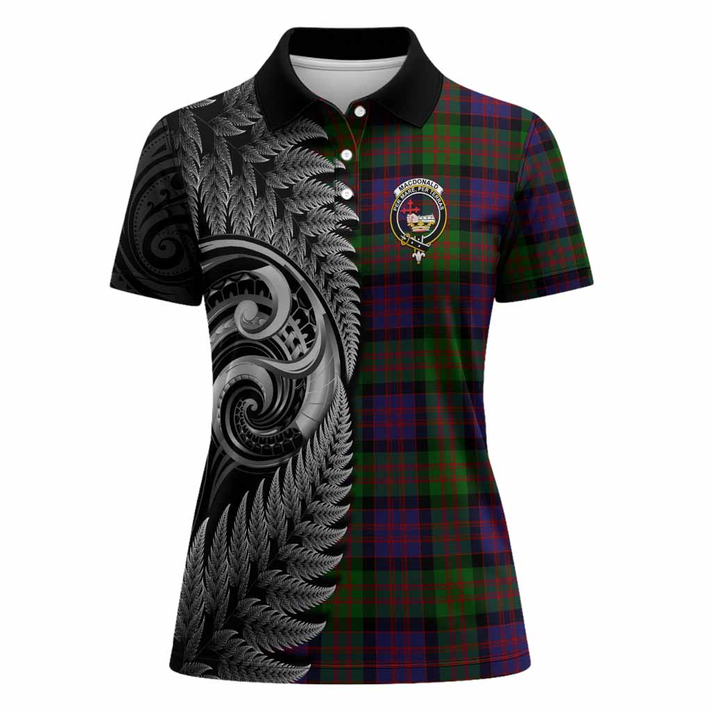 MacDonald (McDonald) Tartan Crest Women Polo Shirt With New Zealand Silver Fern Maori Koru