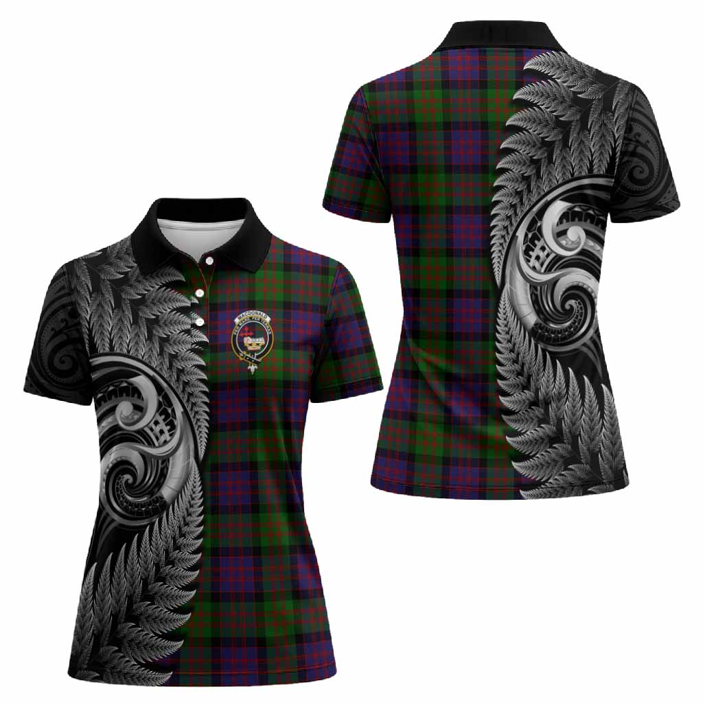 MacDonald (McDonald) Tartan Crest Women Polo Shirt With New Zealand Silver Fern Maori Koru