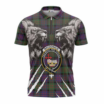 MacDonald (McDonald) Tartan Crest Zipper Polo Shirt Ferocious Lion Style