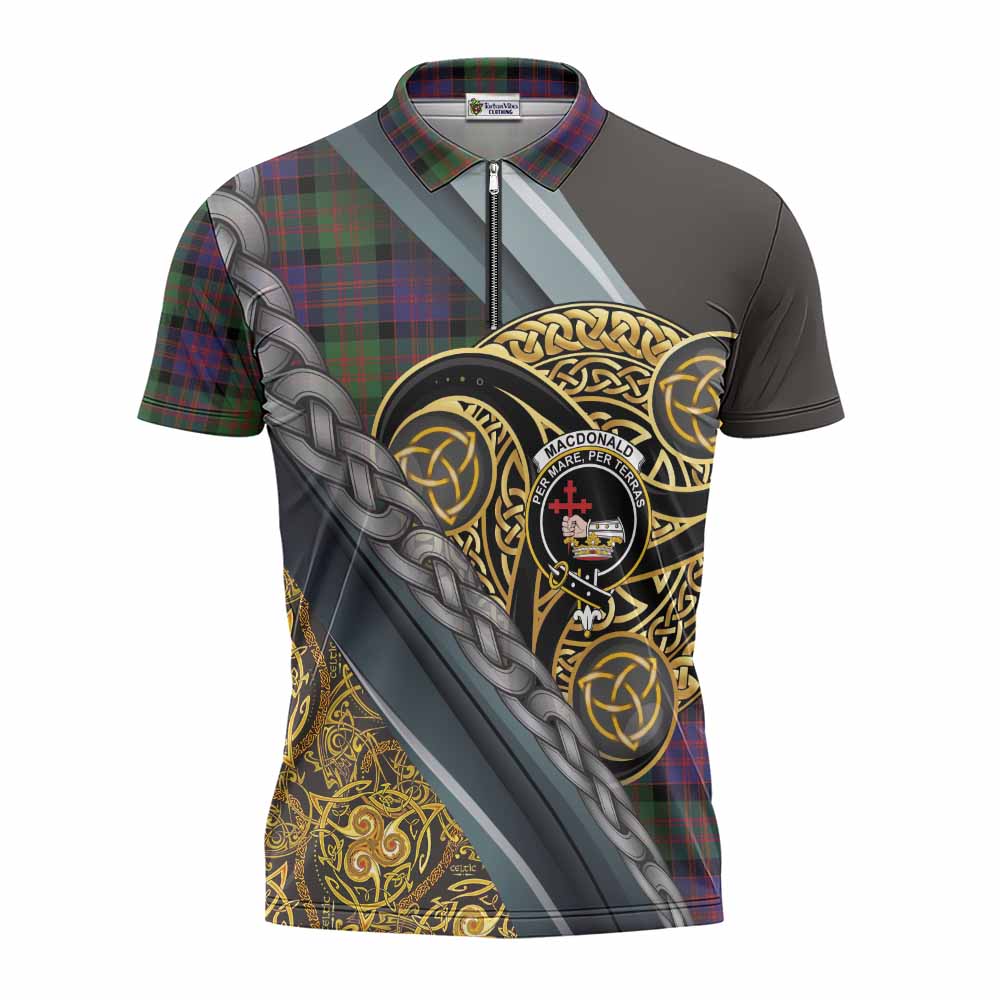 MacDonald (McDonald) Tartan Crest Zipper Polo Shirt Scottish Triskele Celtic