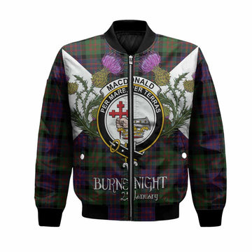 MacDonald (McDonald) Tartan Family Crest Bomber Jacket Scottish Burns Night Thistle Floral