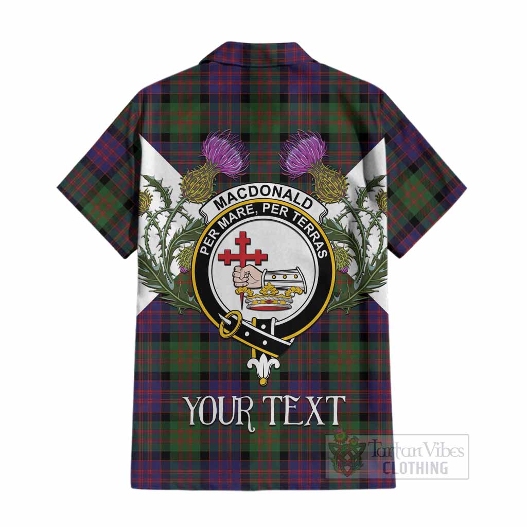 MacDonald (McDonald) Tartan Family Crest Cotton Hawaiian Shirt Scottish Burns Night Thistle Floral